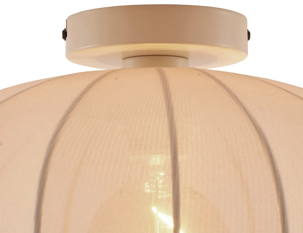 Japandi plafondlamp beige met stoffen kap - Bida Design E27 Scandinavisch rond Binnenverlichting Lamp