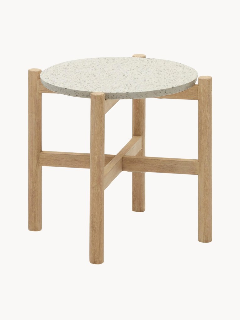 Ronde tuintafel Pola van terrazzo en eucalyptushout