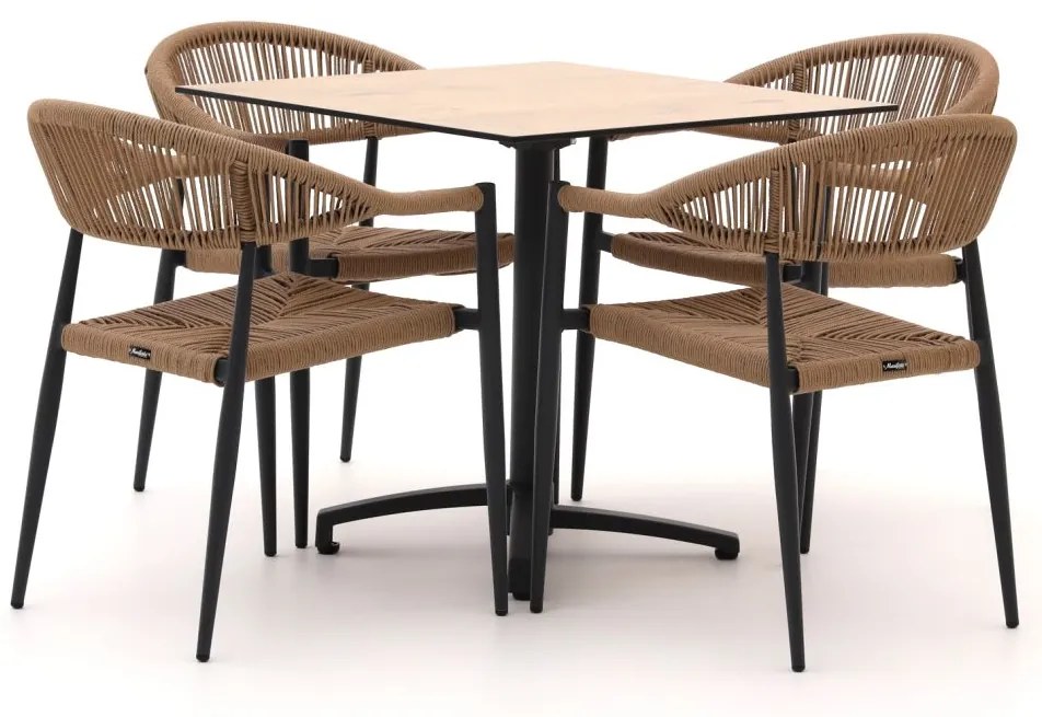 Diningset Manifesto  | 4 personen aluminium | Tuinset stapelbaar | 5-delig | Kees Smit Tuinmeubelen