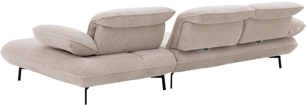 Goossens Excellent Bank Leandro beige, stof, 2,5-zits, modern design met chaise longue rechts