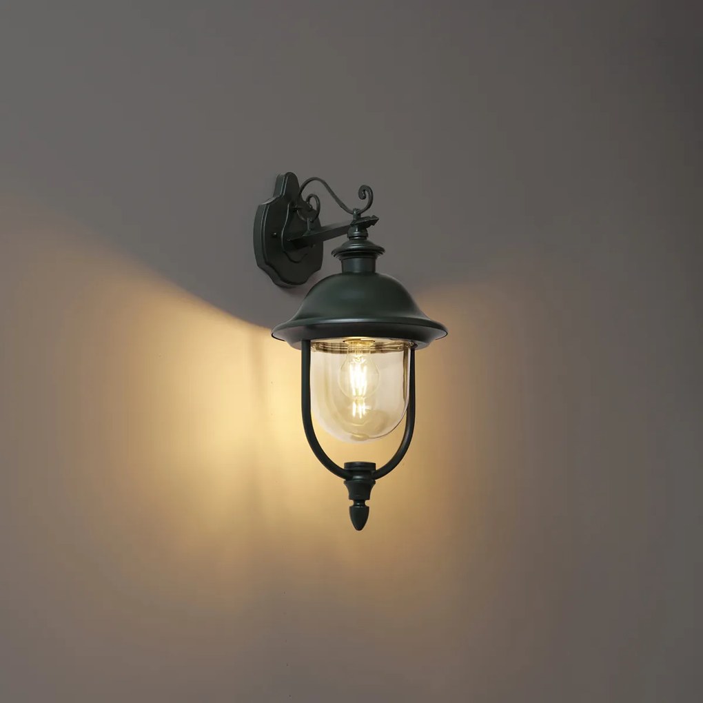 Klassieke buiten wandlamp donkergroen met helder glas - Genoa