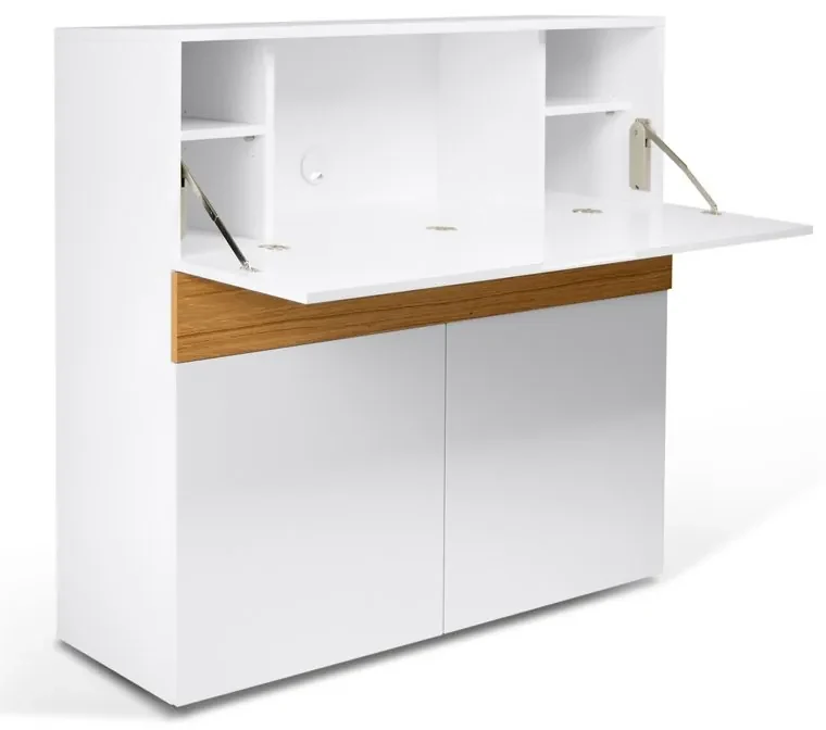 TemaHome Focus Moderne Secretaire Wit Met Eiken - 110x42x109cm.