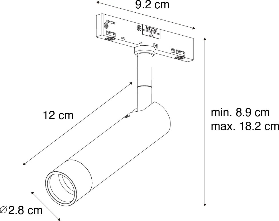 Moderne spot beige met zwart voor railsysteem 1-fase - Slimline Uzzy