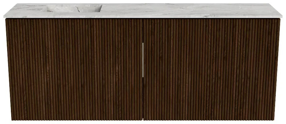 Mondiaz Joya DLux 100cm toiletmeubel walnut met wastafel faye links zonder kraangat glace