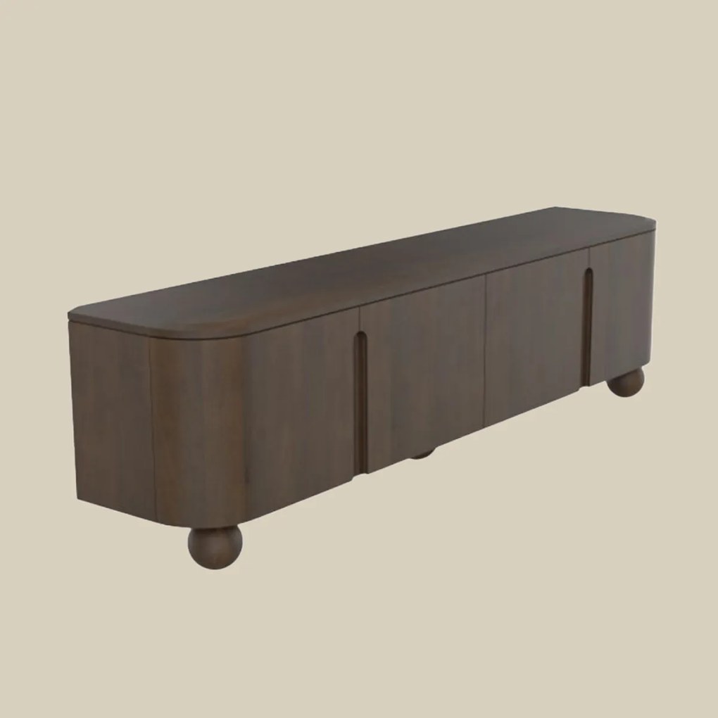 Tv-meubel Hout Met Bolpoten 200 Cm - 180x40x55cm.