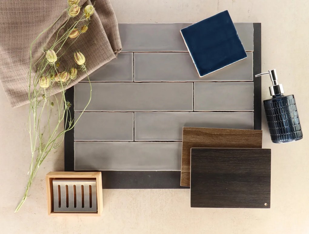 Hoogglans Wandtegel 7.5x30 Cm Cifre Colonial Grey Brillo