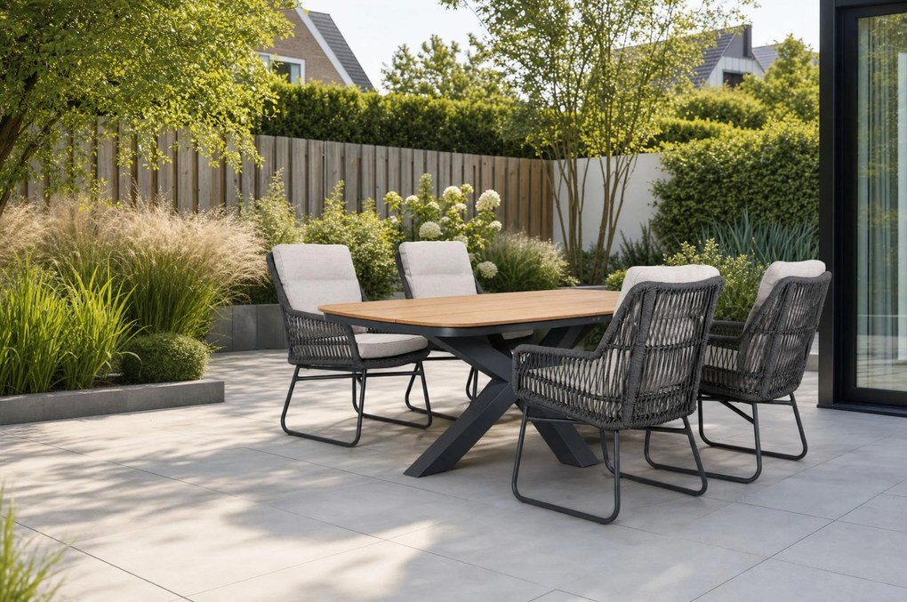 Tuinset 4 personen 180 cm Rope Grijs Lifestyle Garden Furniture Vicente/Camila