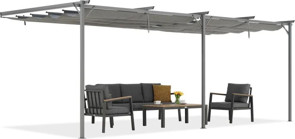 Antracietkleurige terrasoverkapping Santana 3x6m Garden Point