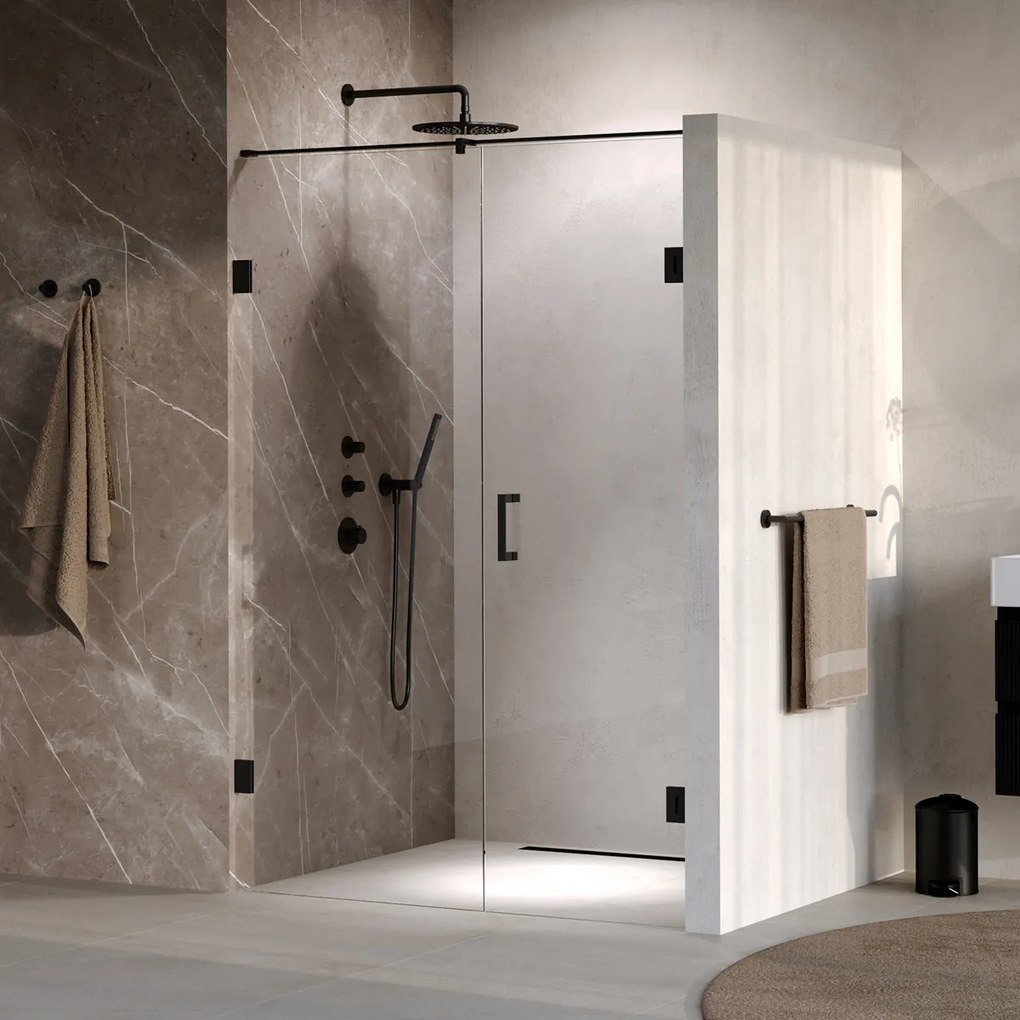 Brauer Void profielloze nisdeur 130cm met draaideur 60cm aan muur zwart mat