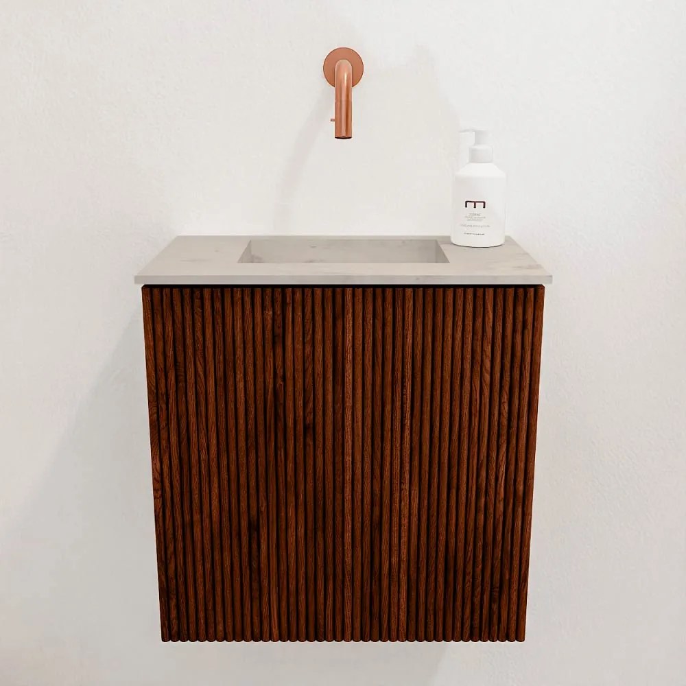 Mondiaz Joya DLux 40cm toiletmeubel ruby met wastafel faye midden zonder kraangat opalo