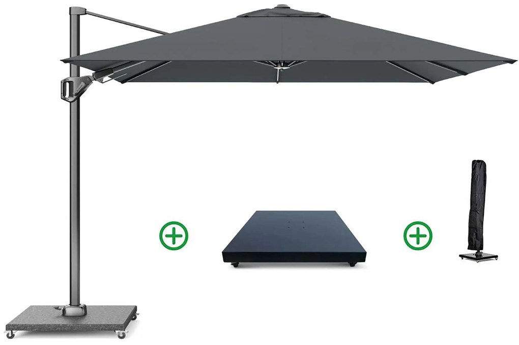 Zweefparasol  2.7x2.7m T2 (incl. voet + hoes) antracite Grijs-antraciet Platinum Voyager