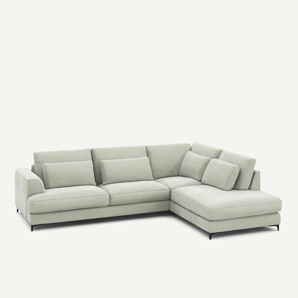 Omvormbare hoekbank rechts, stonewashed fluweel, Marsile