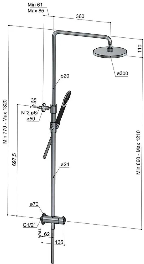 Hotbath Cobber M438 stortdouche met ronde handdouche en 30cm hoofddouche nikkel geborsteld