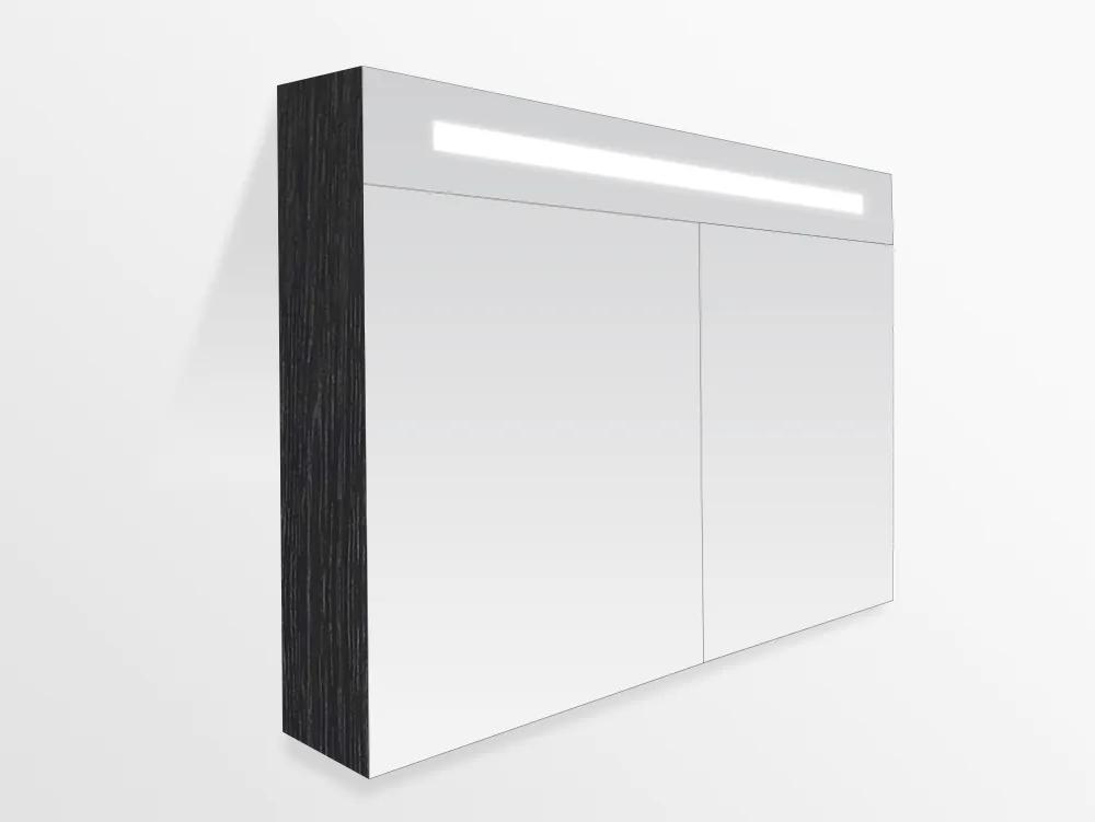 Spiegelkast Delia 100x70x15cm MDF Black Wood Geintegreerde LED Verlichting Lichtschakelaar Stopcontact