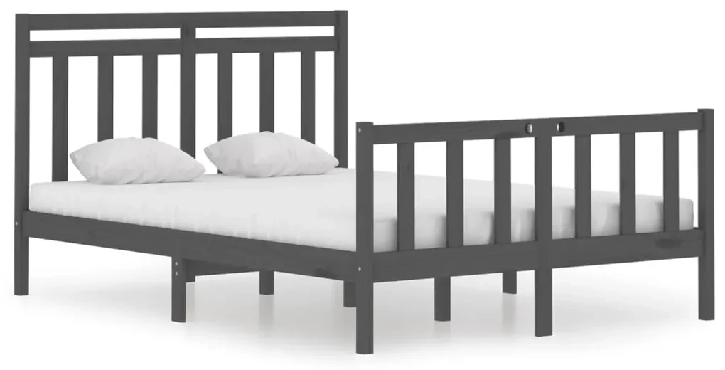 vidaXL Bedframe massief hout grijs 140x190 cm