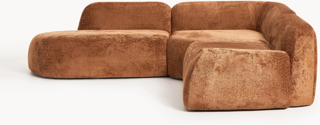 Modulaire teddy-bouclé hoekbank Wolke (4-zits) met chaise longue