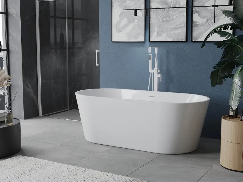 Mexen Luna vrijstaande badkuip 140 x 75 cm, wit, witte overloop - 52031407500-20
