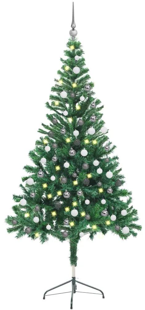 vidaXL Kunstkerstboom met LED's en kerstballen 380 takken 150 cm