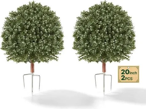 VEVOR Kunstplant 2x Kunstmatige Buxusbol met Grondpen 508mm, Decoratieve Plant voor Kamer, Balkon, Kantoor, Veranda, Tuin, UV-bestendig, Groenblijvende Kunstboom Gemaakt van PE, Levensecht, Binnen &amp; Buiten