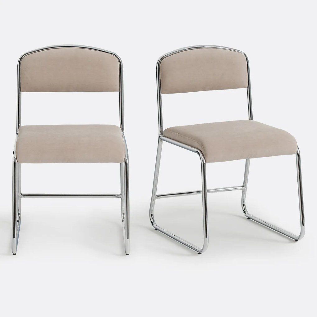 Set van 2 stoelen van chroom en stof Celestina