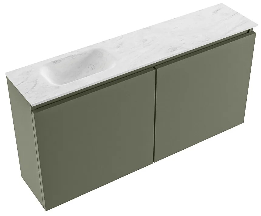 Mondiaz Ture DLux toiletmeubel 100cm army met wastafel opalo links zonder kraangat