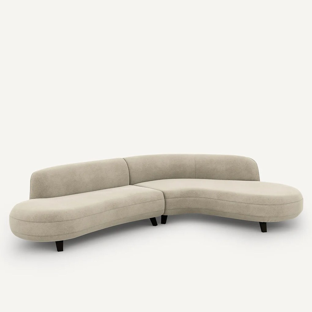 Hoekbank van linnen fluweel, Rosebury, ontwerp door Emmanuel Gallina