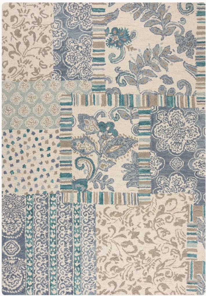 Handgetuft laagpolig wollen vloerkleed Eloise Patchwork