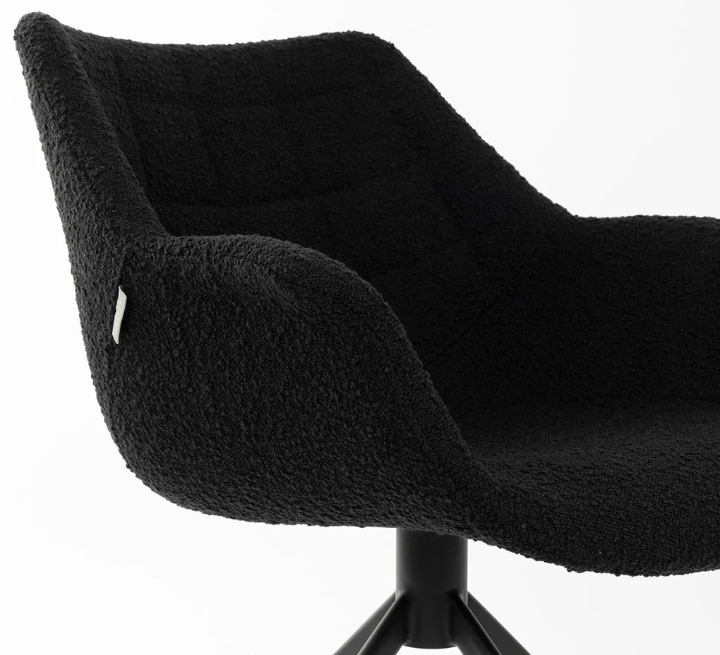 Zuiver Doulton Swivel Design Eetkamerstoel Draaibaar Zwart Boucle