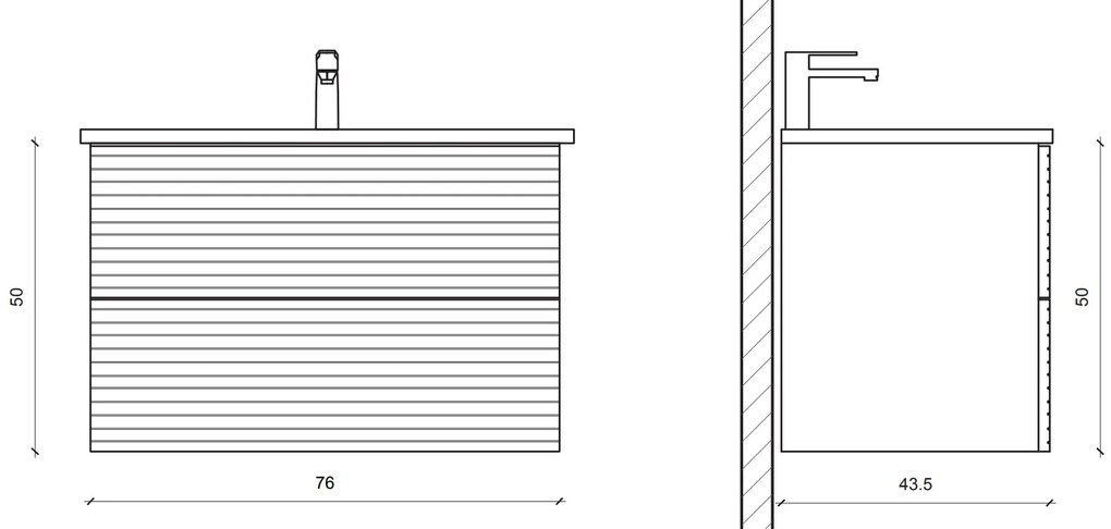 Sanigoods Maisy onderkast met ribbelfront 80cm eiken