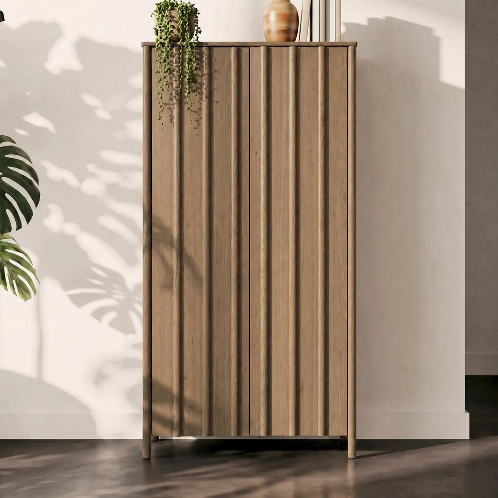 Hoge Wandkast Eikenhout Bruin - 102x47x210cm.