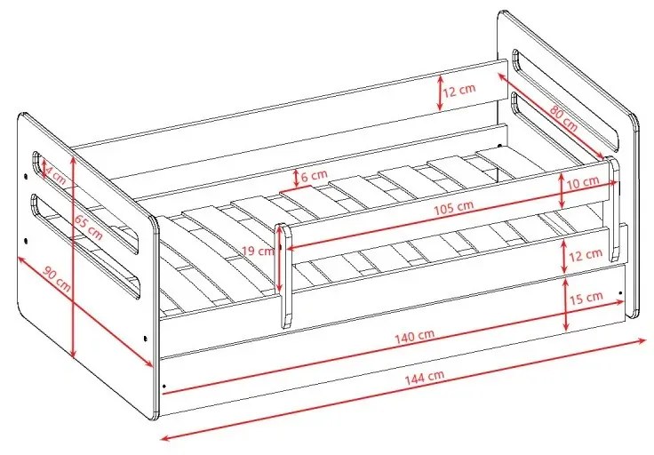 Peuter Blauw Eenpersoonsbed Kami - Voor kinderen Kinderen Peuter Junior 5056231741569 Children's Beds Home, 140x80, Ja, Geen Children's Beds Home Meub