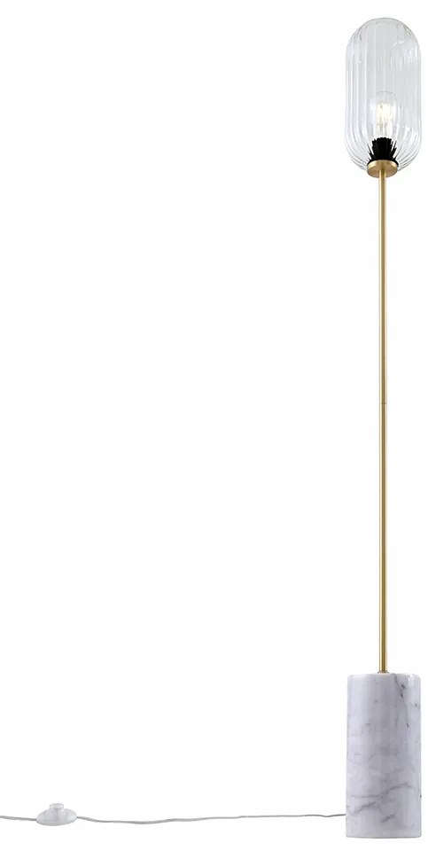 Art Deco vloerlamp messing met helder glas - Rid