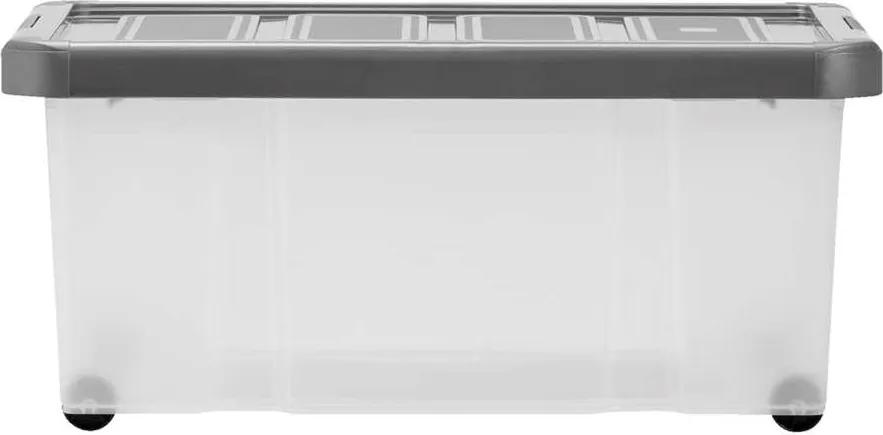 Opbergbox zware kwaliteit 43 liter - transparant/antraciet - 60,5x40x27,5 cm - Leen Bakker