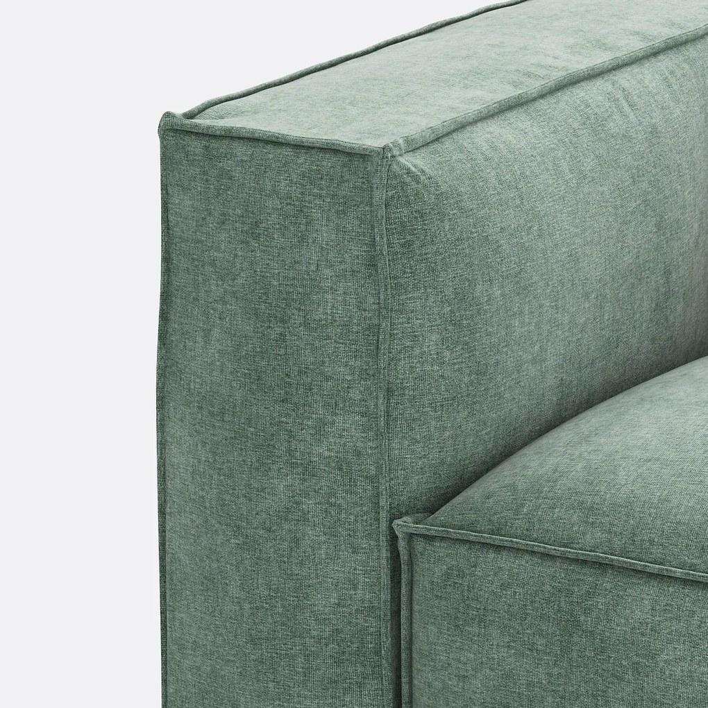 Modulaire bank, 3-zit en poef, in gestructureerd fluweel, Seven