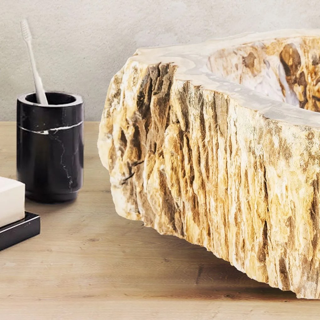 Sanigoods Sien waskom 30-35x15cm fossiel hout