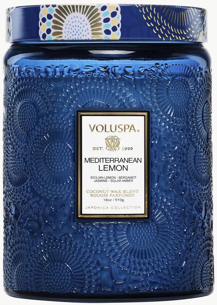 Handgemaakte geurkaars Mediterranean Lemon (citroen, bergamot, jasmijn en solar amber)