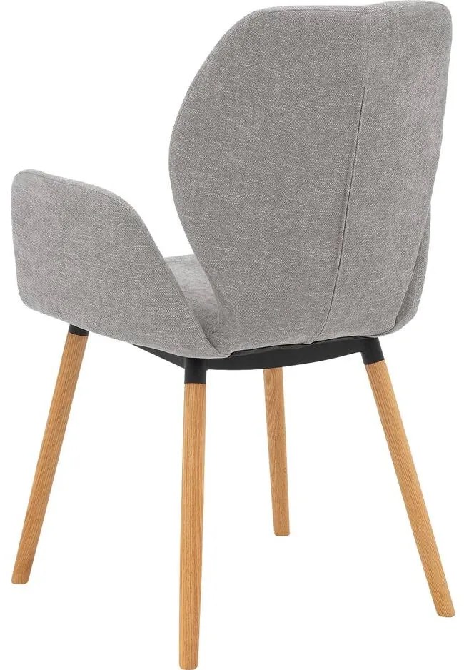 Goossens Eetkamerstoel Hera grijs stof met armleuning, modern design