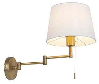 Wandlamp brons met witte kap en verstelbare arm - Ladas Deluxe
