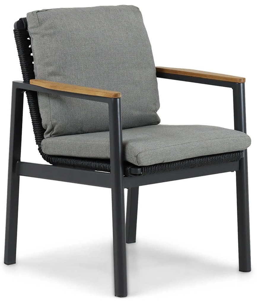 Tuinset Ronde Tuintafel 6 personen 150 cm Aluminium/rope Grijs Coco Ralph/Fabriano