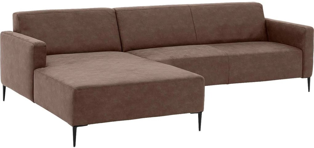 Goossens Key West bruin, micro leer, 3-zits, modern design