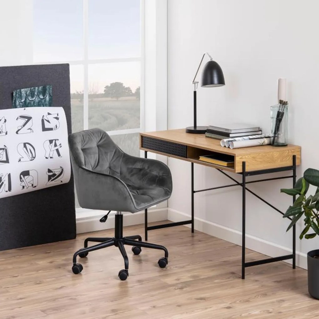 Compact Bureau Eiken Met Opbergruimte - 110 X 50cm.