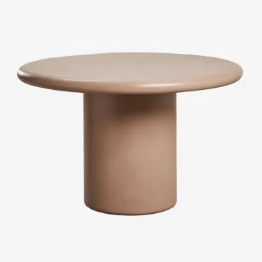 Ronde Eettafel In Cement Namara Ø120 Cm & Licht Kameelbruin - Sklum