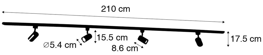 Modern railsysteem met 4 spots zilver 1-fase  - Iconic Yade