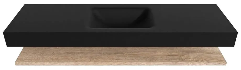 Zaro Alan badmeubel 160cm met planchet washed oak en vrijhangende wastafel cloud midden 1 kraangat urban