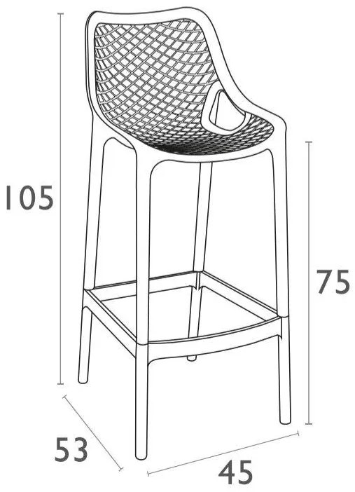 Siesta  Barkruk Buiten - 75 cm - Air - Donkergrijs - Siesta