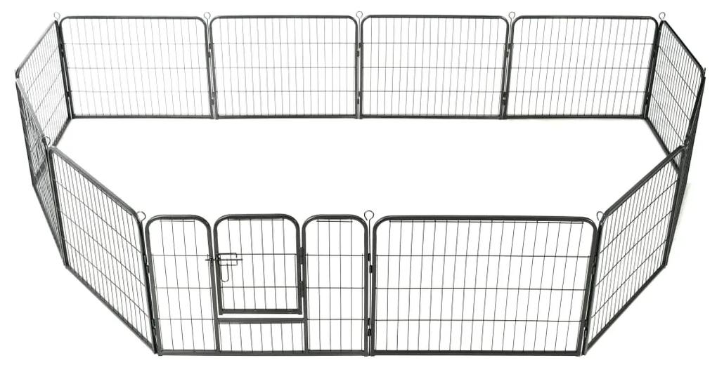 vidaXL Hondenren met 12 panelen 80x60 cm staal zwart