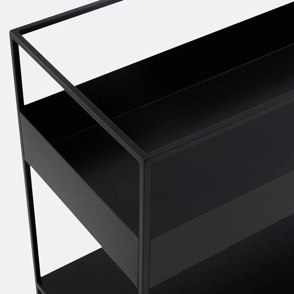 Opbergrek voor achter de bank met stalen lade, Miva