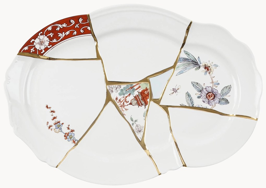 Porseleinen serveerplateau Kintsugi