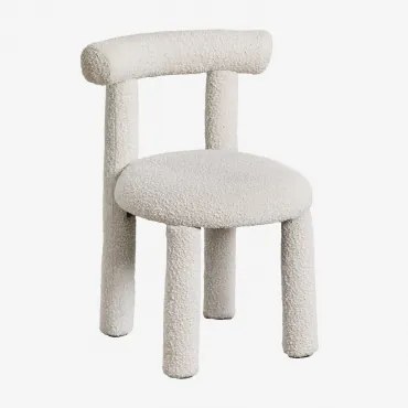 Set Van 4 Eetkamerstoelen In Gia Bouclé Stof Uit Witte Bouclé Stof - Sklum