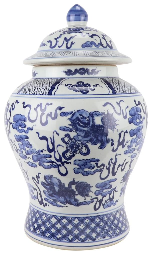 Fine Asianliving Chinese Gemberpot Blauw Wit Porselein Handgeschilderd Qilun D29xH46cm